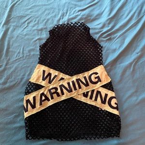 WARNING Graphic Mesh Crop Top. Size M.